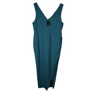 NEW Torrid Maxi Stretch Crepe Vneck Column Dress Size 16 Golf Coast Teal Slit